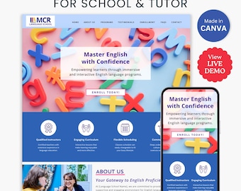 Website Template for School Tutor Language Center Website Canva Template Professor Educational Website Design Academic Website Landing Page
