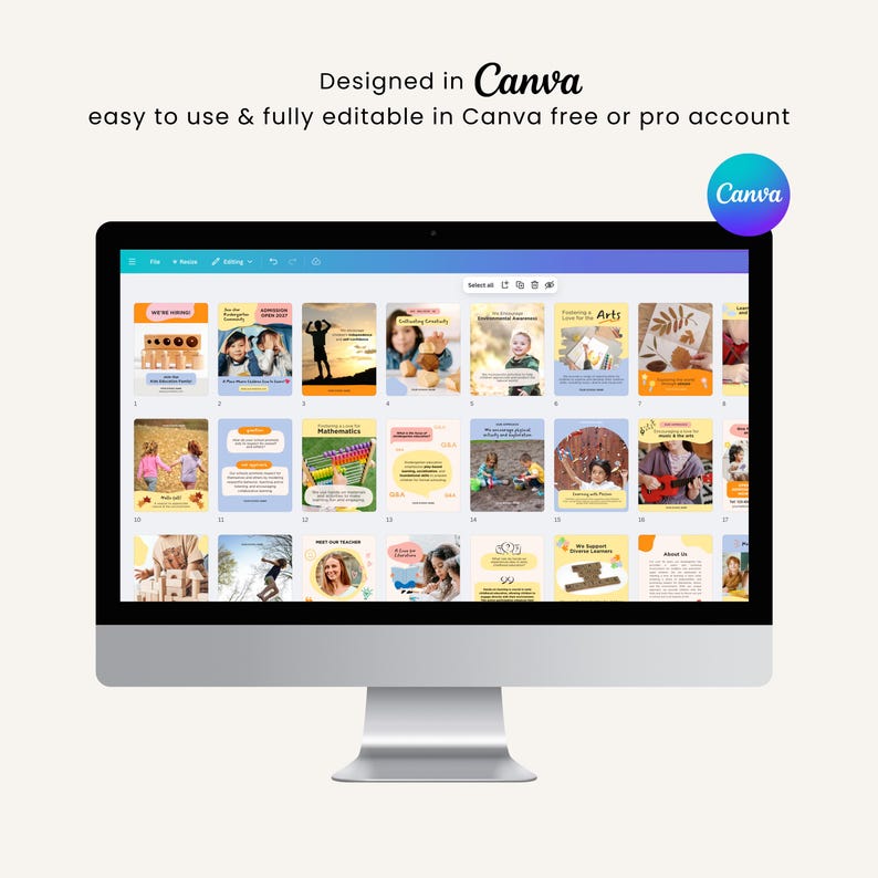 Social Media Post Children Early Education Instagram New Size Template Portrait 4:5 School Instagram Canva Template Kindergarten Preschool