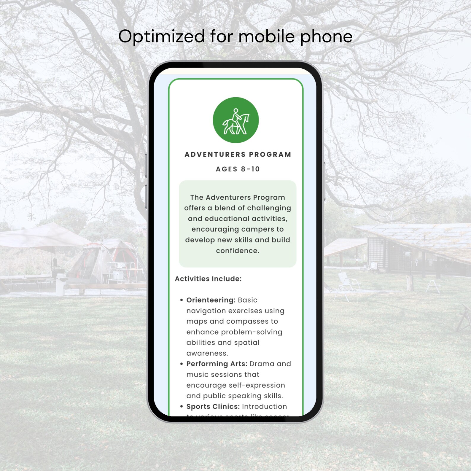 Summer Camp Website Template for Summer School Program Landing Page