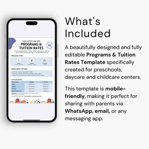 Daycare Programs & Tuition Rates Template Canva Editable Tuition Fees Info Sheet Childcare Price List Pre-K Pricing Info Mobile Friendly PDF