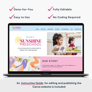 Preschool Canva Website Template Daycare Center Kids Education Center Webpage DIY Editable Website Canva Template Kindergarten Landing Page