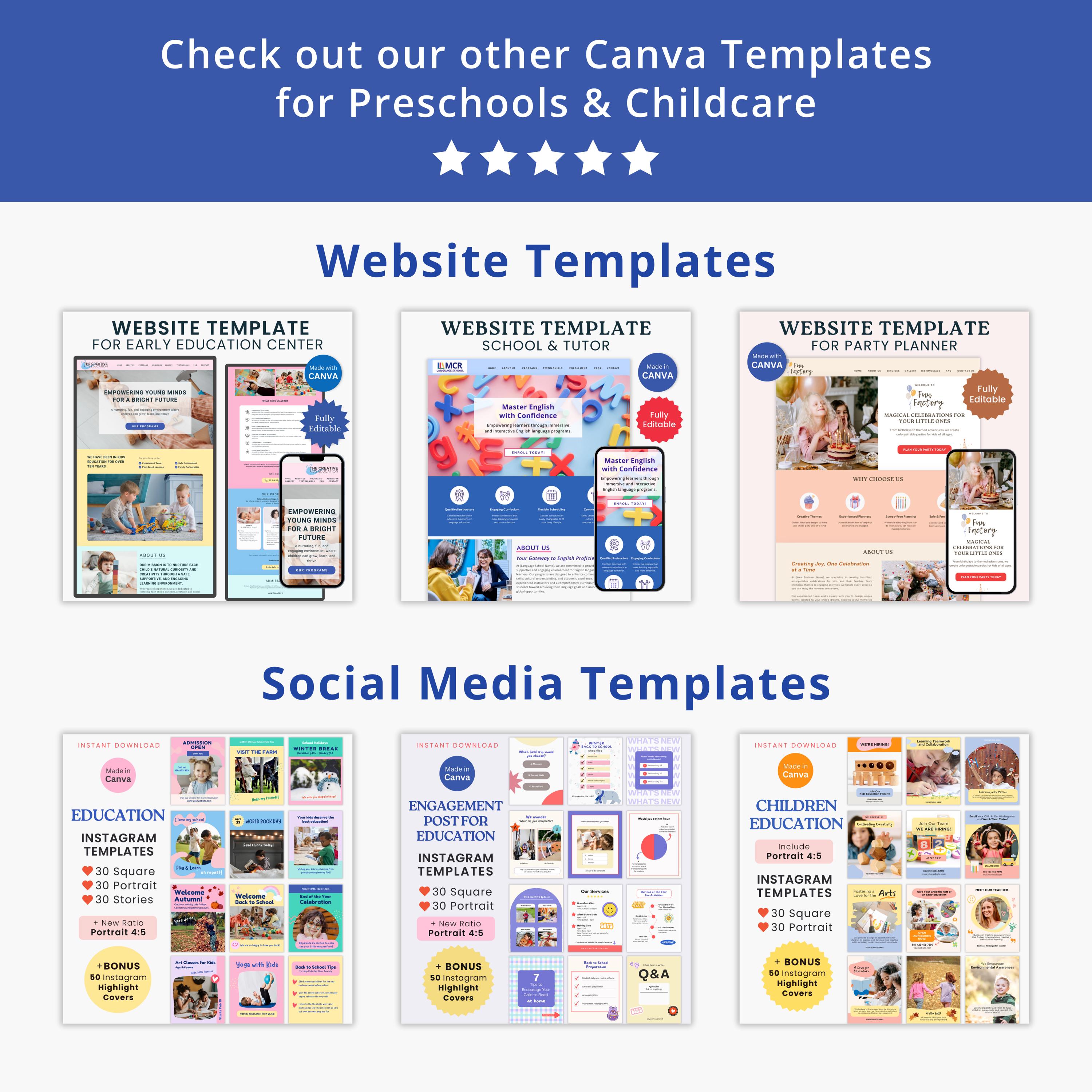 Editable Trifold Brochure Template for Daycare Preschool Leaflet Child ...