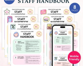 Bearbeitbare Handbuchvorlage für das Kinderpflegepersonal Handbuch für die Vorschul-Kindertagespflege-Angestellte PDF Canva-Vorlage Richtlinienverfahrensleitfaden für die Lehrerschule
