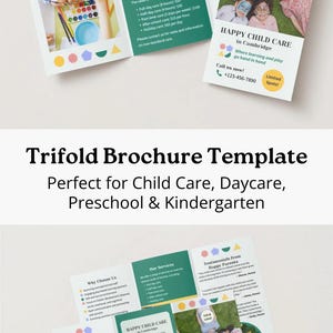 Editable Trifold Brochure Template for Daycare Preschool Leaflet Child ...