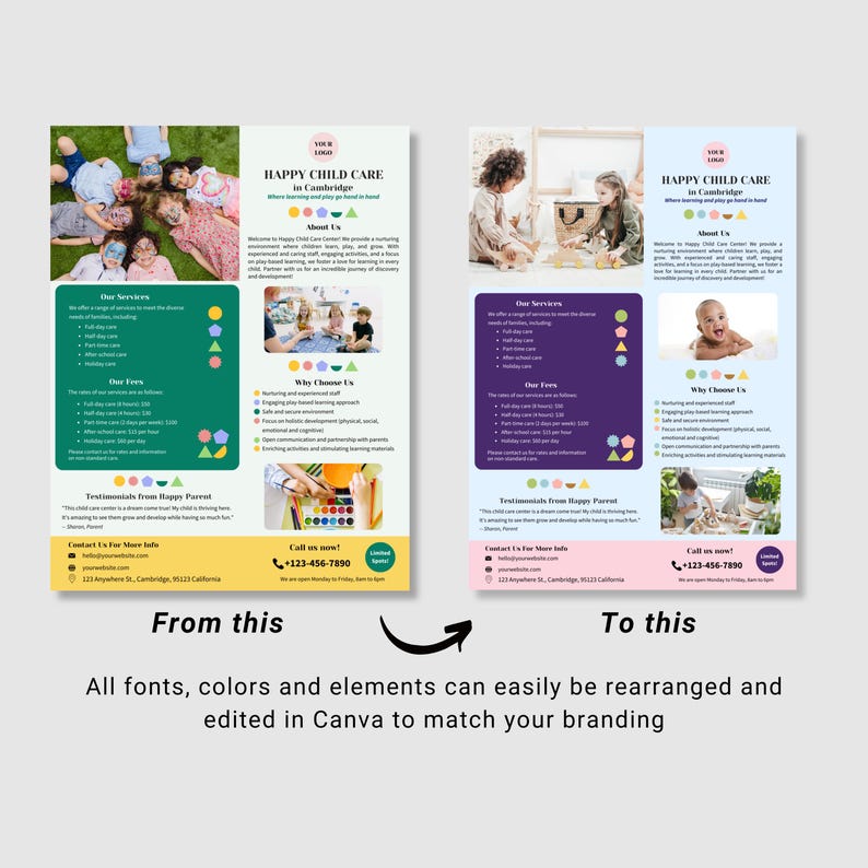 BUNDLE Trifold Brochure & Flyer Template for Preschool Daycare Child ...