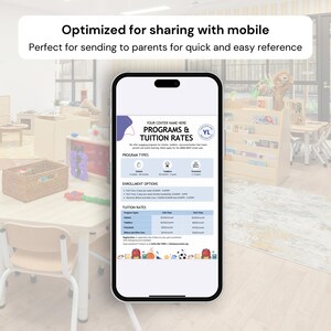 Daycare Programs & Tuition Rates Template Canva Editable Tuition Fees Info Sheet Childcare Price List Pre-K Pricing Info Mobile Friendly PDF