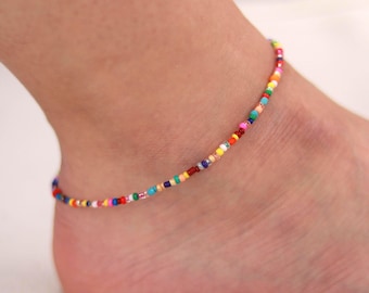 Buntes Fußkettchen | Candy Walk | bunte Fußkette | Sommerkette Fuß | Perlenkette | Unisex | Kette bunt | Boho | Beach | Festival