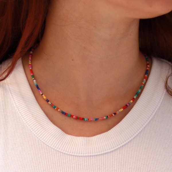 Collar de perlas | Gargantilla de perlas | Collar para festivales | Collar | Collar de verano | Unisex | Colorido