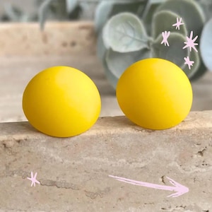 Gelbe Ohrstecker | Honey Candy | gelb | Ohrringe | yellow | solid-color | einfarbig rund Ø 15 mm | Edelstahl