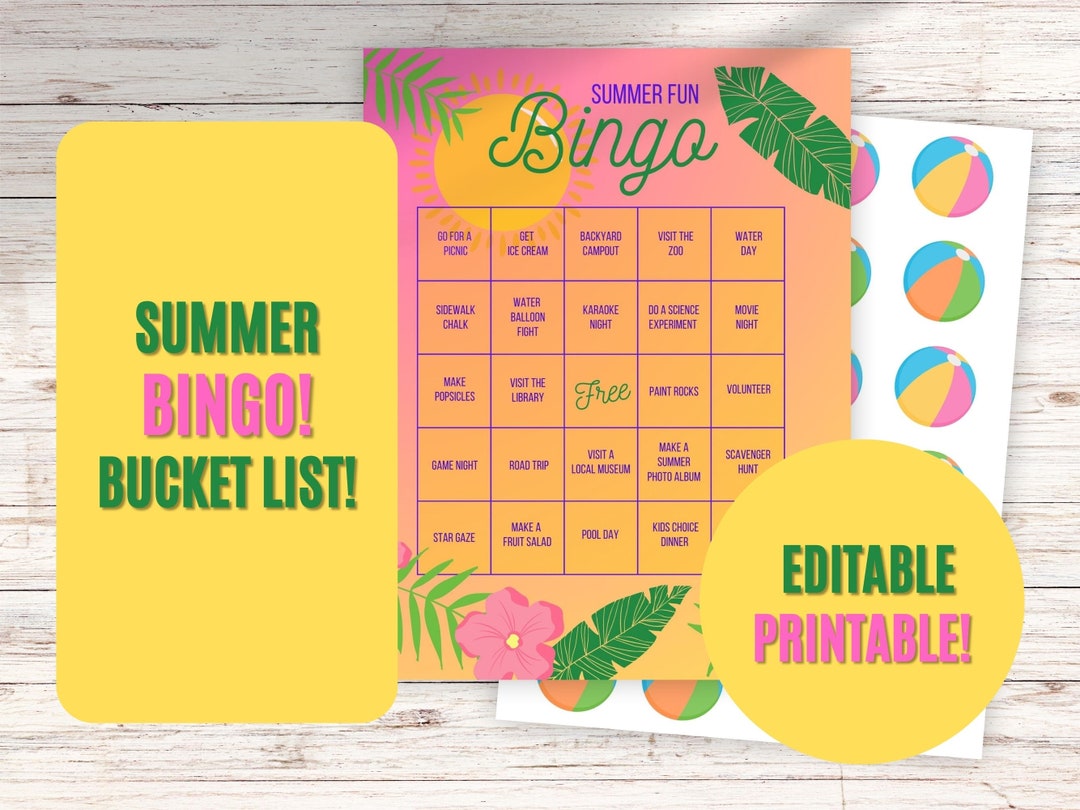 Printable Editable Summer Bucket List Bingo Printable Summer Activities printable-editable-summer-bucket-list-bingo-printable-summer-activities