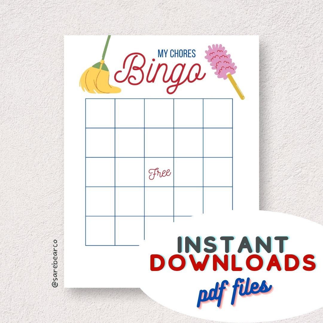 Kids Chore Charts Chore Bingo Allowance Weekly Chores - Etsy