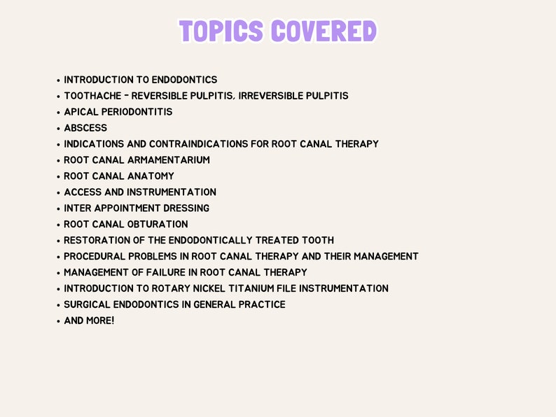 Endodontics Revision Guide Dental Student Cheat Sheets Dental Hygienist