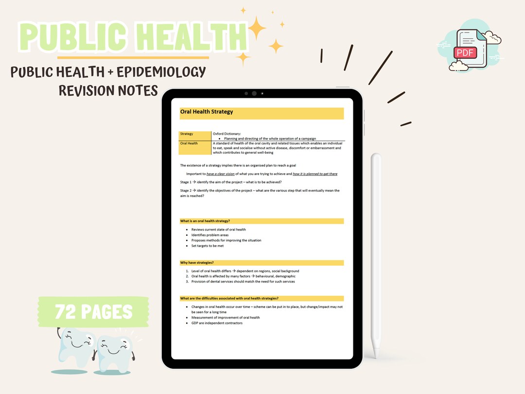 Dental Public Health Revision Guide Dental Student Cheat Sheets Dental