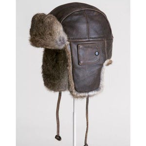 Handmade Women&#39;s Aviator Hat - Genuine Leather  - Vintage Style Winter Flying Cap with Ear Flaps