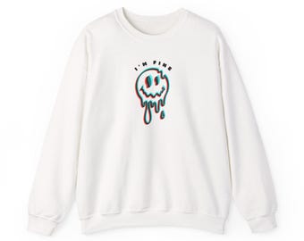 Melting Smiley Face Crewneck Sweatshirt | Dripping Tears Back Print