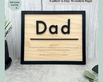 Fathers Day SVG laser cut file Father's Day Gift Glowforge Digital File Gift for Dad Wooden Sign Wooden Frame DIY Father's Day SVG
