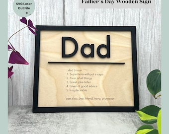Fathers Day SVG laser cut file Father's Day Gift Glowforge Digital File Gift for Dad Wooden Sign Wooden Frame DIY Father's Day SVG