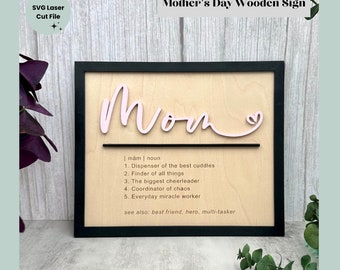 Moederdag SVG lasergesneden bestand Moederdag cadeau Glowforge digitaal bestand cadeau voor moeder houten bord houten frame DIY Glowforge teken laserteken