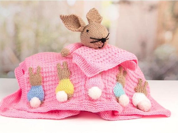 Baby Bunny Rabbit Comforter Lovey Bunny Blanket DK Knitting Pattern PDF Instant download