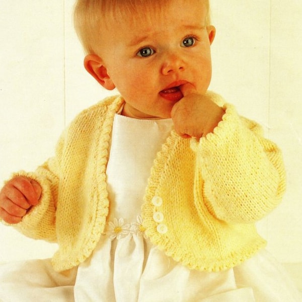 Baby Girl Bolero Cardigan Jacket Long & Short Sleeve 16" - 26" DK 8 Ply Light Worsted Knitting Pattern PDF Instant download