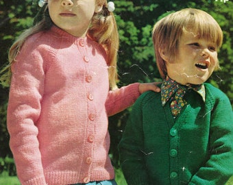 Classic Plain Raglan Cardigan Round or V Neck Childs Boys Girls  22-26" ~ 4 ply Fingering Knitting Pattern pdf Instant Download