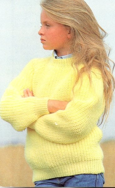 【DEARMINE】Older Ribbed Raglan Round Knit Easy Ribbed Raglan Sweater KNITTING PATTERN Women/chunky