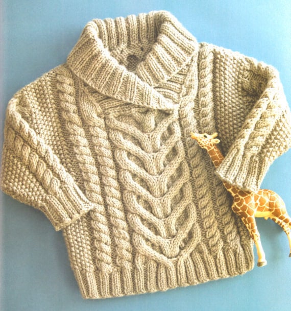 Baby Cable Shawl Wrap Collar Neck Sweater Jumper Textured 22 - 26
