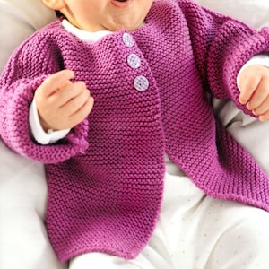 Easy Beginner Baby Child's Jacket Cardigan Garter Stitch 20" - 28" ~ DK 8 Ply Light Worsted Knitting Pattern pdf instant download