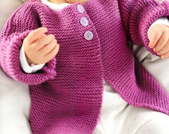 Easy Beginner Baby Child's Jacket Cardigan Garter Stitch 20" - 28" ~ DK 8 Ply Light Worsted Knitting Pattern pdf instant download