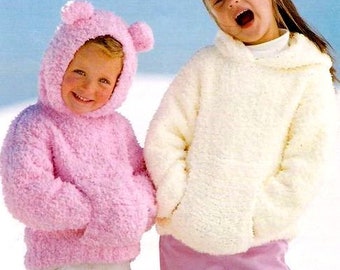 Sweater Hood Hoodie Pockets Boys Girls Childs 20"-30"  ~ 6 Months - 12 Years ~ Chunky Snowflake 12 Ply Knitting Pattern pdf Instant Download