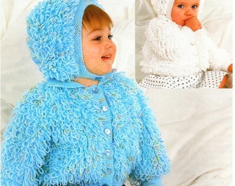 Baby / Childs Loopy Jacket Loopy Bonnet Knitting Pattern PDF Loop ...
