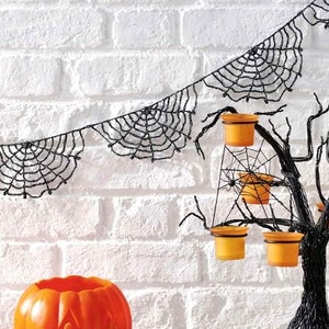 Halloween Fall Cobweb Bunting Banner Decoration ~ Perle Thread Size 8 Crochet Pattern PDF Instant Download