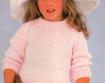 Easy Baby Toddler Plain Stocking Stitch Raglan Sweater Boys Girls 18"-24" ~ Chunky Bulky 12 Ply Knitting Pattern pdf Instant Download