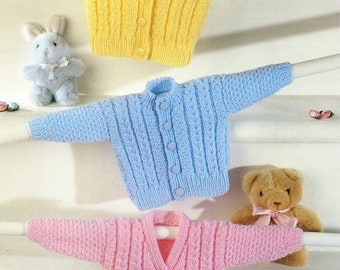 Baby Cable Aran Cardigans Jackets Round & V Neck and Bolero Textured 16- 26" Aran 10 Ply Worsted Knitting Pattern pdf Download