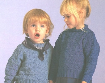 Childs Guernsey Gansey Round Neck Sweater 20 - 30"~ Cotton DK 8 Ply Light Worsted & Cotton Aran 10 Ply Worsted Knitting Pattern pdf Download