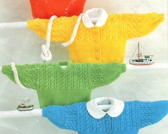 Cable & Rib Round Neck Sweaters and Cardigans Sweaters Round Neck 16-26" DK 8ply Light Worsted Knitting Pattern pdf Download