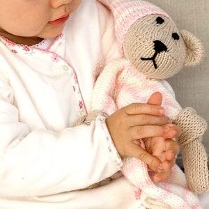Baby Teddy Bear Toy Comforter Lovey Blanket  ~ DK 8 Ply Light Worsted Knitting Pattern PDF Instant download