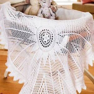 Baby Blankets Squares Flowers & Circular Shawl Christening Pram Cot ~ DK 8 Ply Light Worsted ~ Crochet Pattern PDF  Download