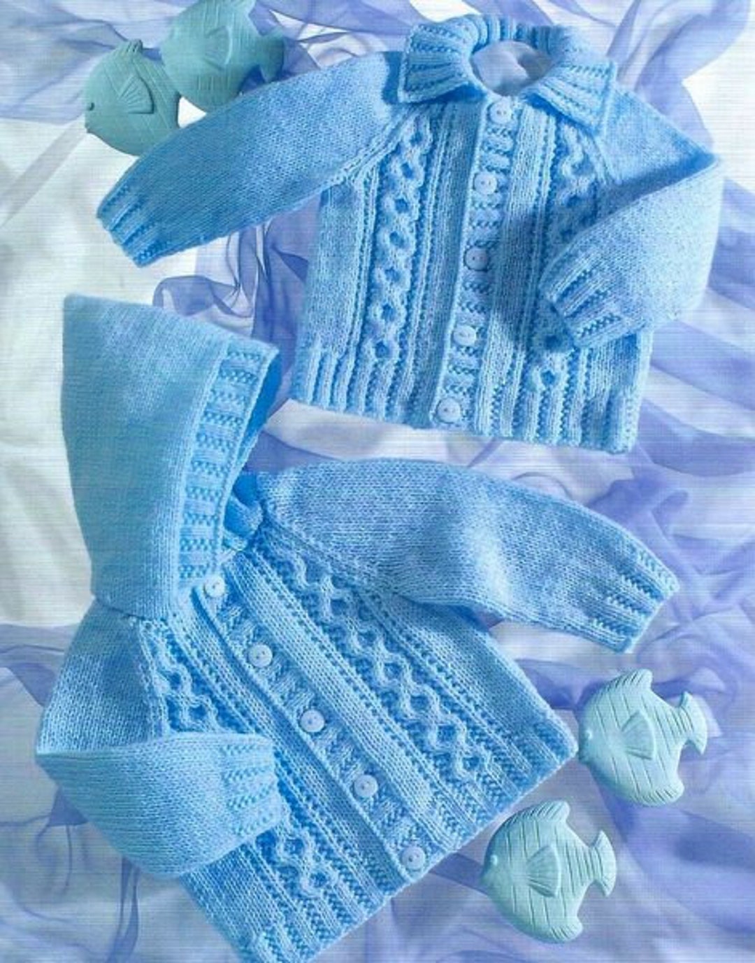 Easy Knit Cable Jacket Collar or Hood Textured Raglan Baby
