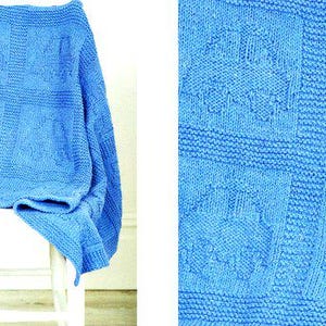 Car or Butterfly Motif Baby Blanket 29 x 29&quot;  Girls Boys ~ Aran 10 Ply Worsted Knitting Pattern PDF  Download