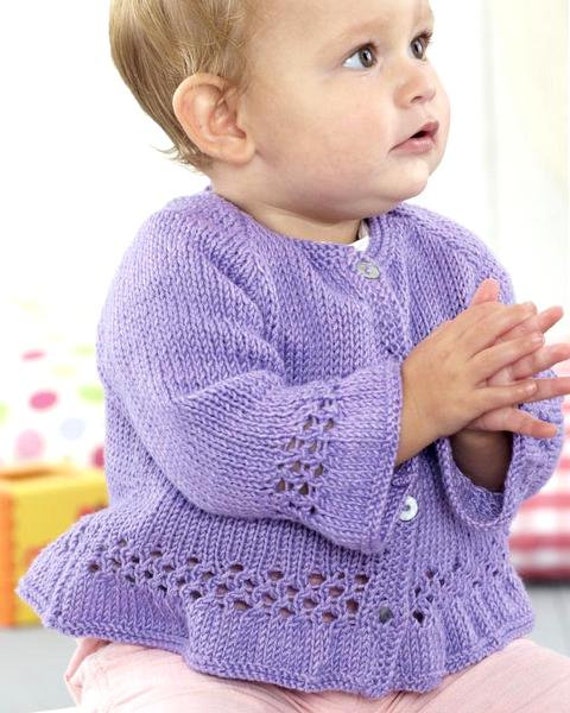 Lacy Baby Cardigan Round Neck Long or Short Sleeve 16 - 26