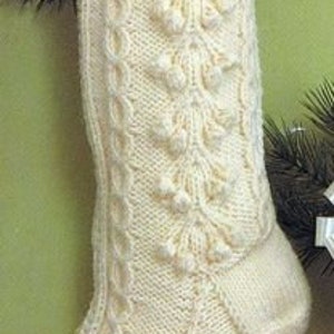 Aran Fishermans Christmas Stocking Bobble Cable Traditional 6" x 13" ~ Aran 10 Ply Worsted Knitting Pattern PDF  download