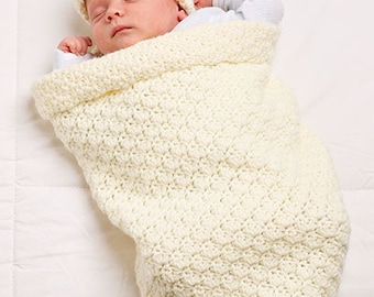 Easy Baby Cocoon Bunting Sleeping Bag & Hat 0-3 mths ~ Aran 10 Ply Worsted Crochet Pattern PDF Instant Download