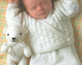 Cross Over & V Neck Cardigan Sweater Teddy Bear Toy Premature 12-22" DK wool 8ply Light Worsted Knitting Pattern pdf Instant Download