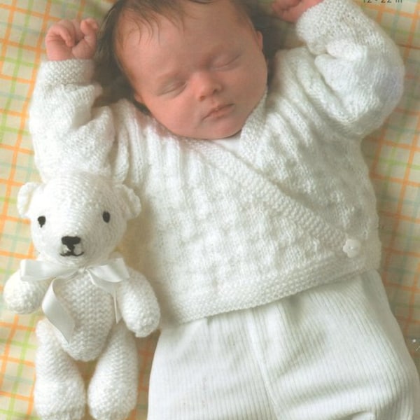 Cross Over & V Neck Cardigan Sweater Teddy Bear Toy Premature 12-22" DK wool 8ply Light Worsted Knitting Pattern pdf Instant Download