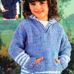May include: A blue and white striped knitted sweater with a zippered neckline and pockets. The sweater has a white trim around the neckline and cuffs.