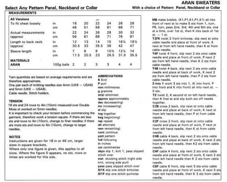 Aran Sweaters Choice of Pattern Panel Neckband and Collar Boys Girls 18 ...