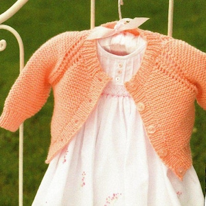 Easy Beginner Garter Stitch Cardigan & Sweater Raglan Round Neck Boys Girls 16&quot; - 24&quot; ~ DK 8 Ply Light Worsted Knitting Pattern pdf download