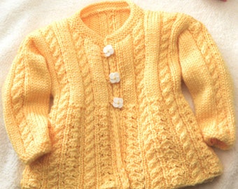 Childrens Toddlers Baby Cable Lace Round Neck Jacket Cardigan 20-24"  6- 24 mths ~ DK Wool 8ply Light Worsted Knitting Pattern pdf Download