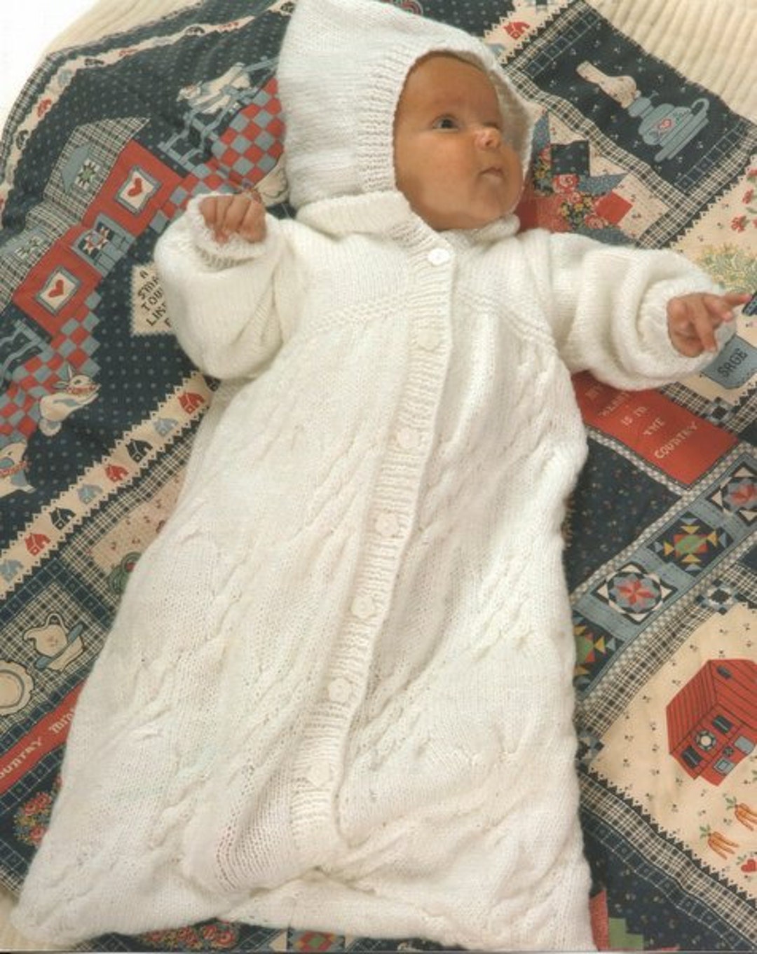 Easy Baby Cocoon Bunting Sleeping Bag With or Without Hood 16 22 DK 8 Ply Light Worsted Knitting